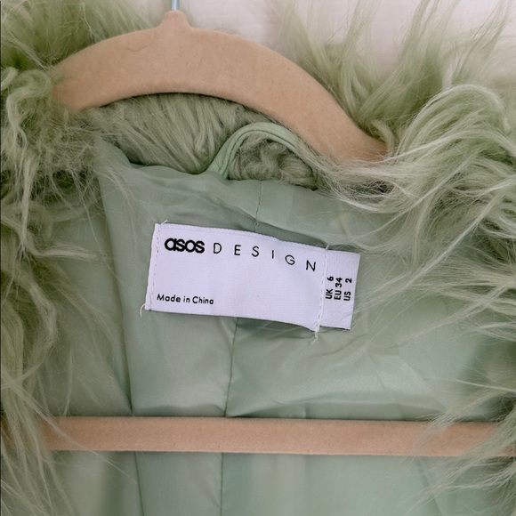 Faux Leather Fur Feather Trim Coat | ASOS - Picture 3 of 5